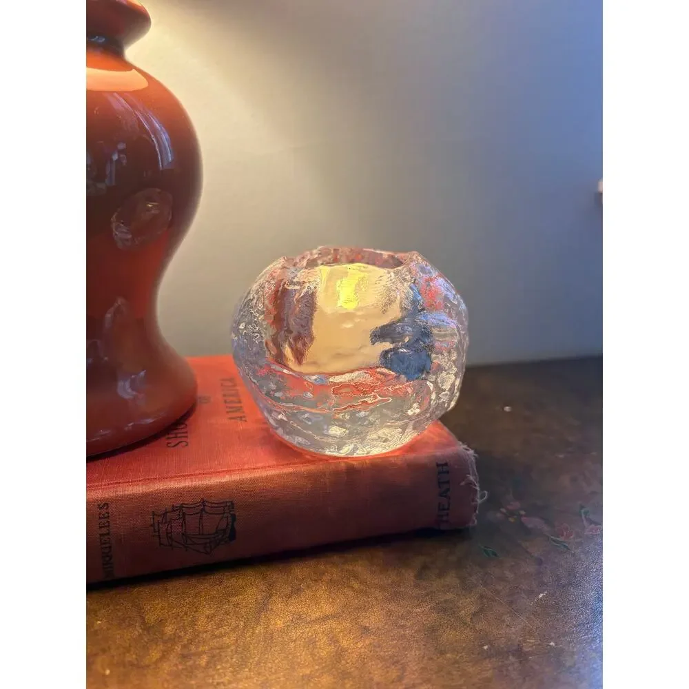 Kosta Boda crystal glass Snowball votive candle holder